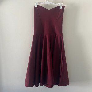 Boohoo Maroon Strapless Dress